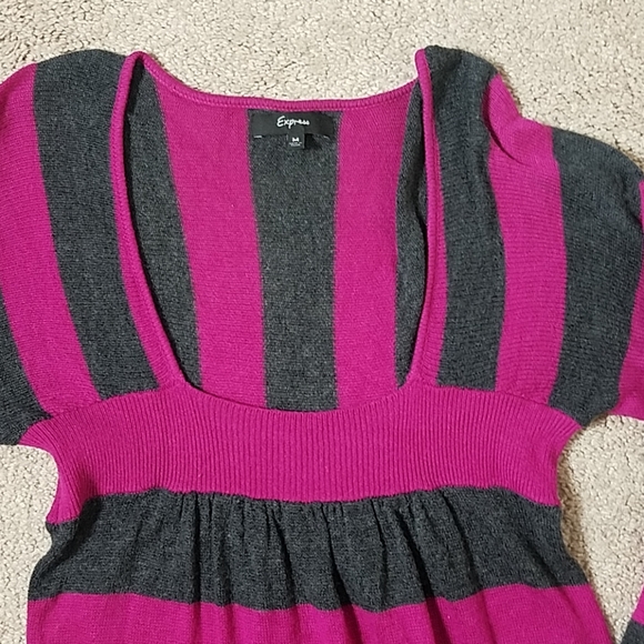 Express pink and gray striped sweater dress - Picture 3 of 8